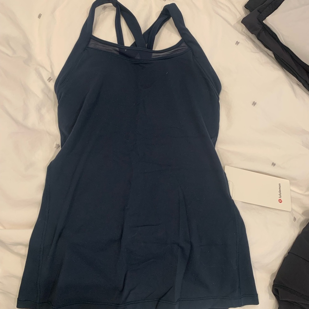 Rally Your Heart Tank in navy with Built in Bra
